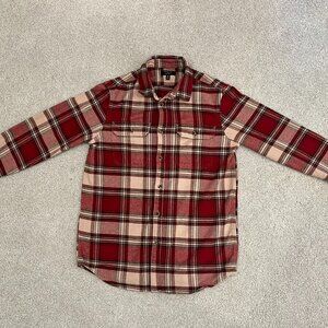 Banana Republic Red/Cream Heavyweight Flannel Shirt Medium Tall MT